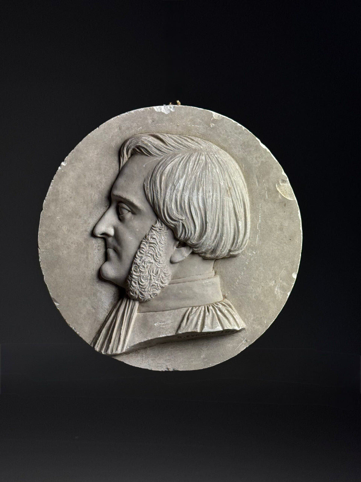 Plaster Medallion Signed G. Evrard, France, 1862, photo 1