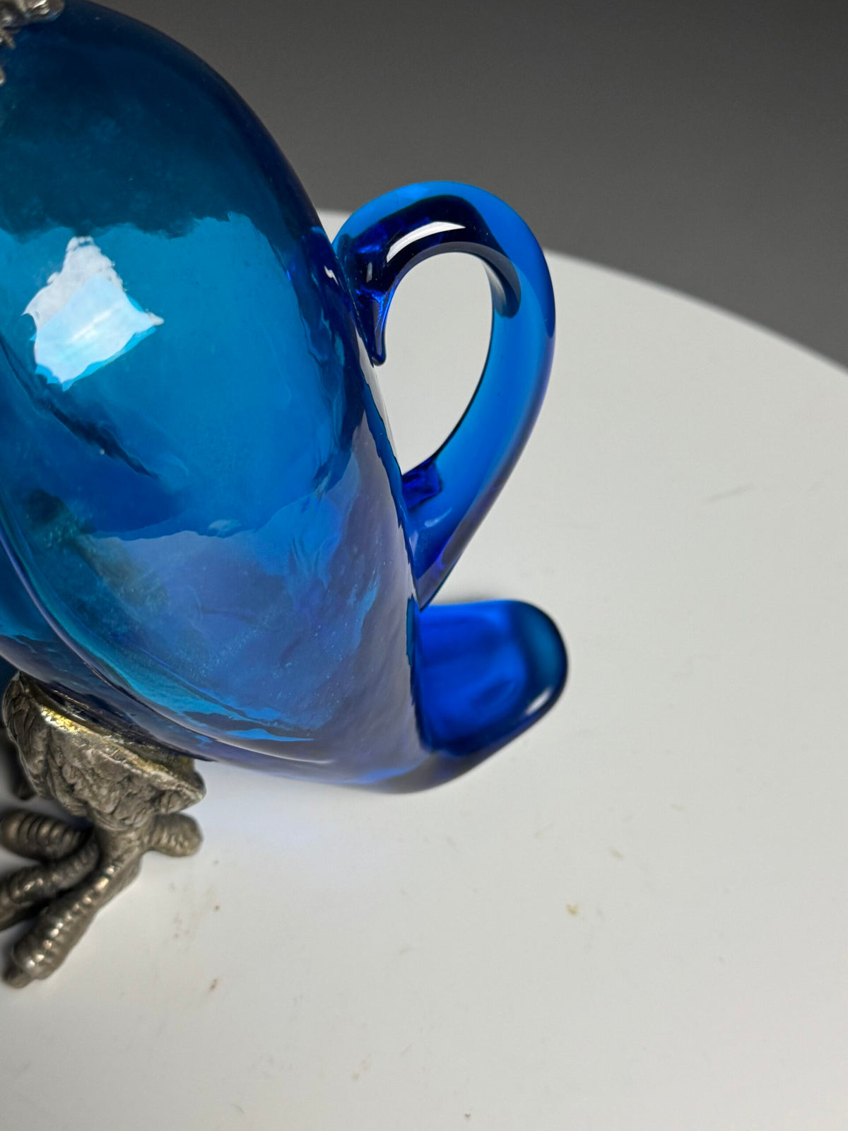 Blue Glass Eagle Decanter with Silver Plated Bronze Head, photo 11