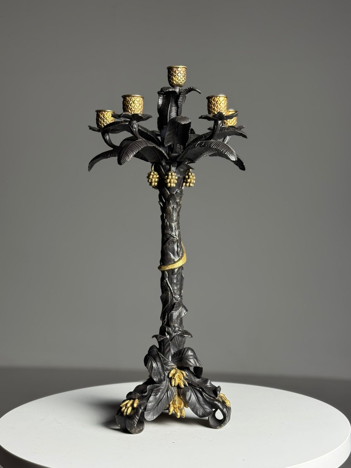 Pair of Gilt Bronze Palm Candlesticks, Early 19th Century, photo 29