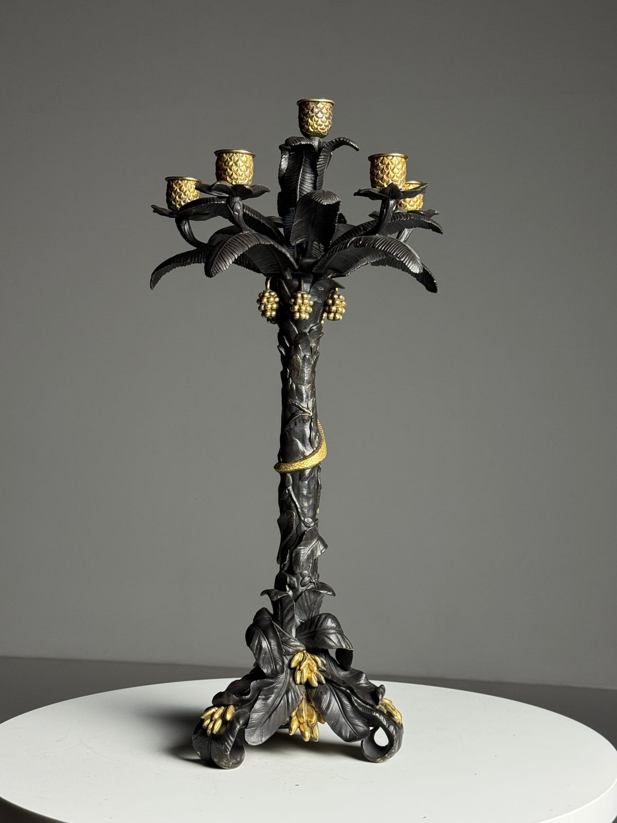 Pair of Gilt Bronze Palm Candlesticks, Early 19th Century, photo 28