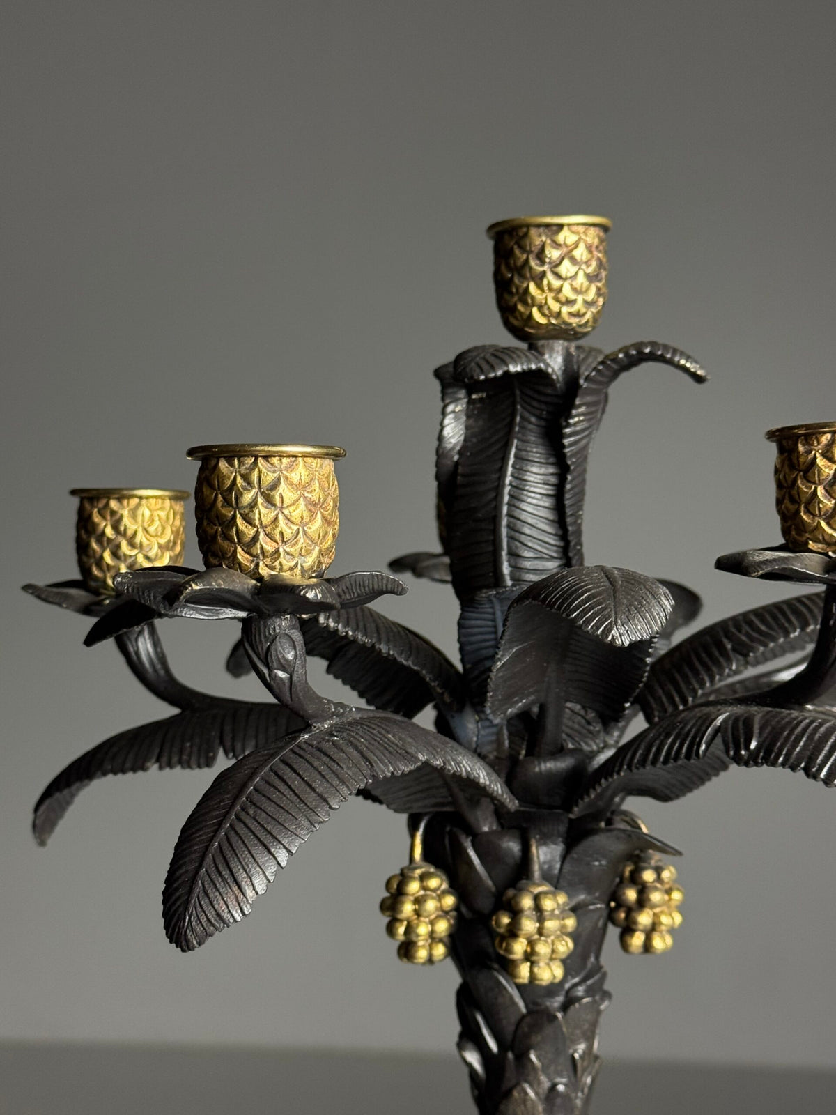 Pair of Gilt Bronze Palm Candlesticks, Early 19th Century, photo 26