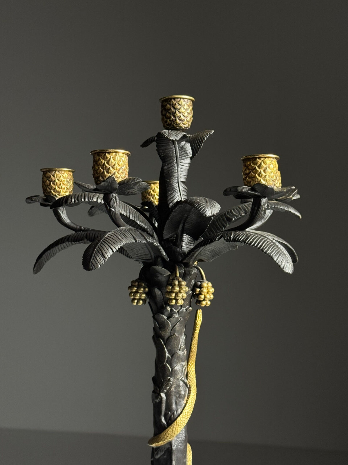 Pair of Gilt Bronze Palm Candlesticks, Early 19th Century, photo 22