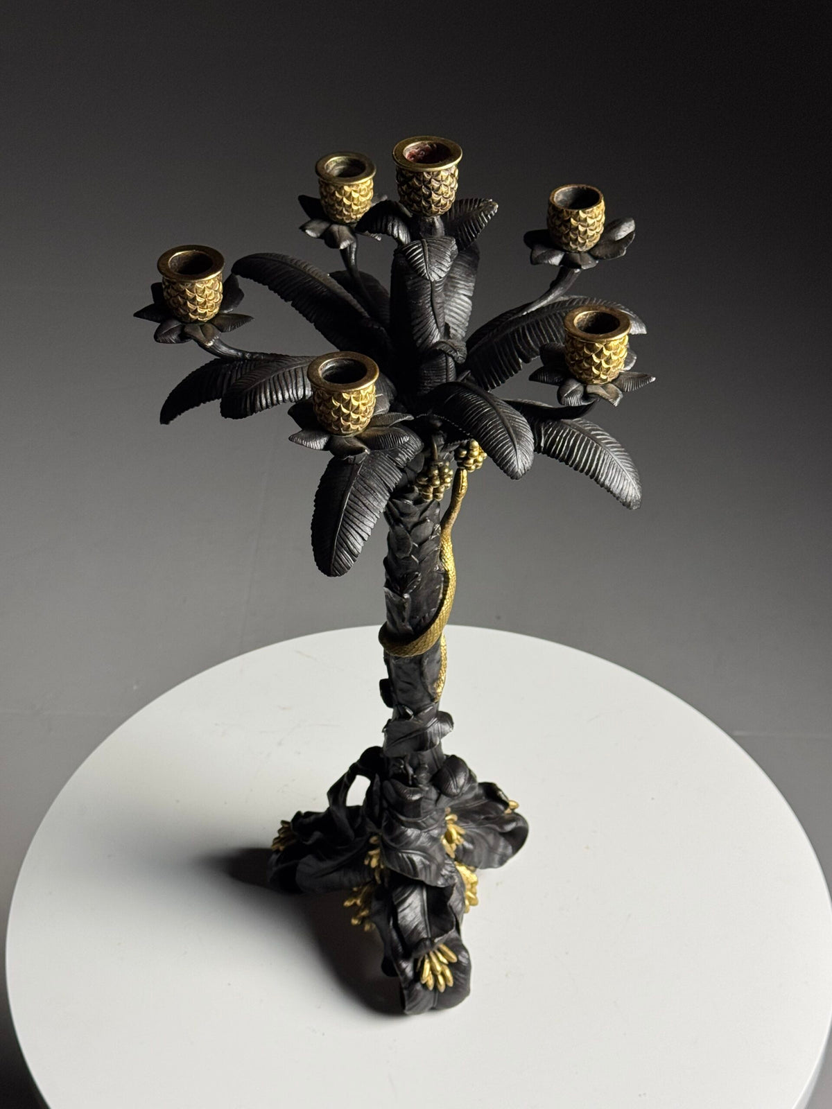 Pair of Gilt Bronze Palm Candlesticks, Early 19th Century, photo 17