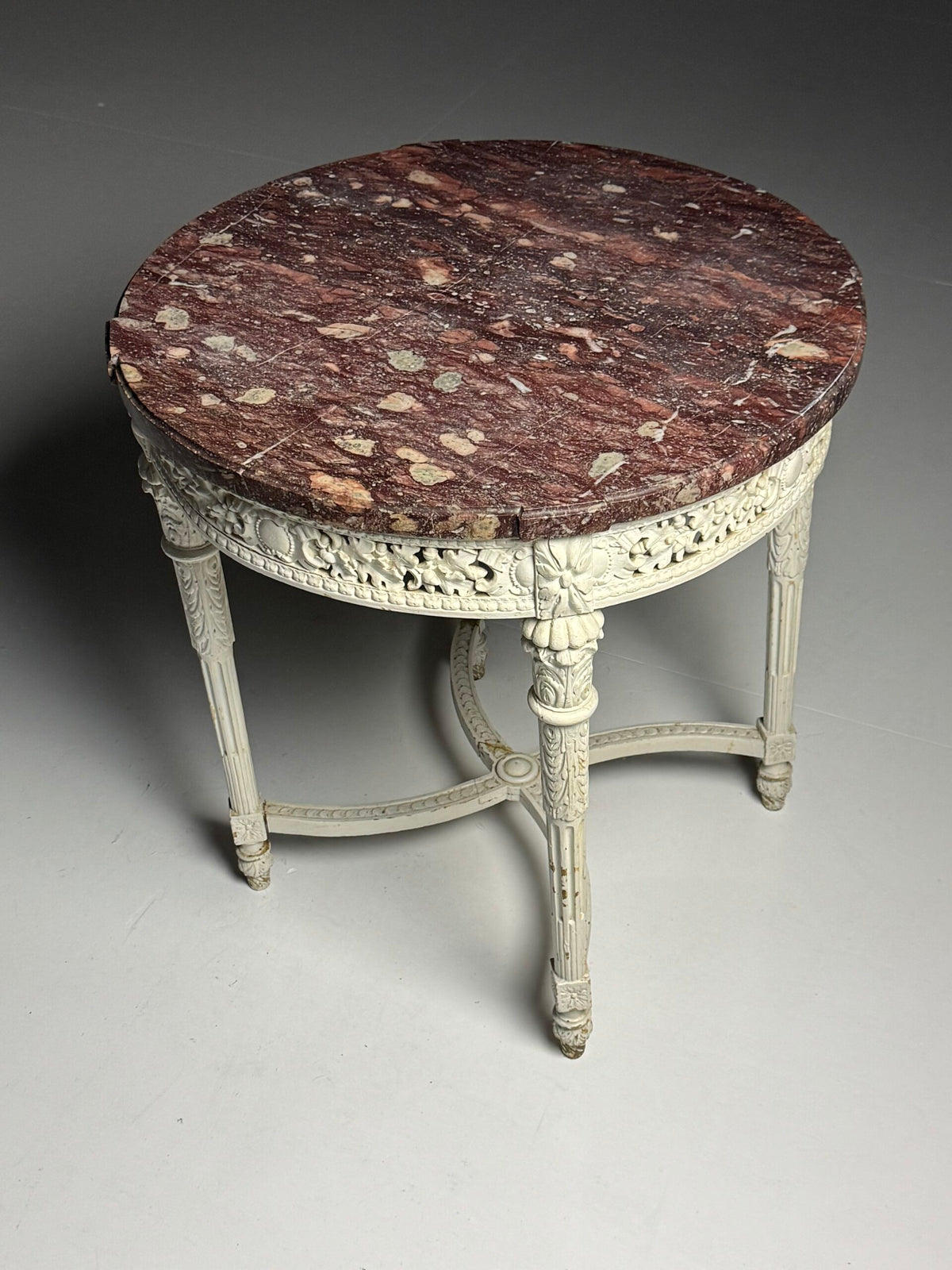 French Gueridon Side Table with Red Marble Top, 19th Century, photo 19