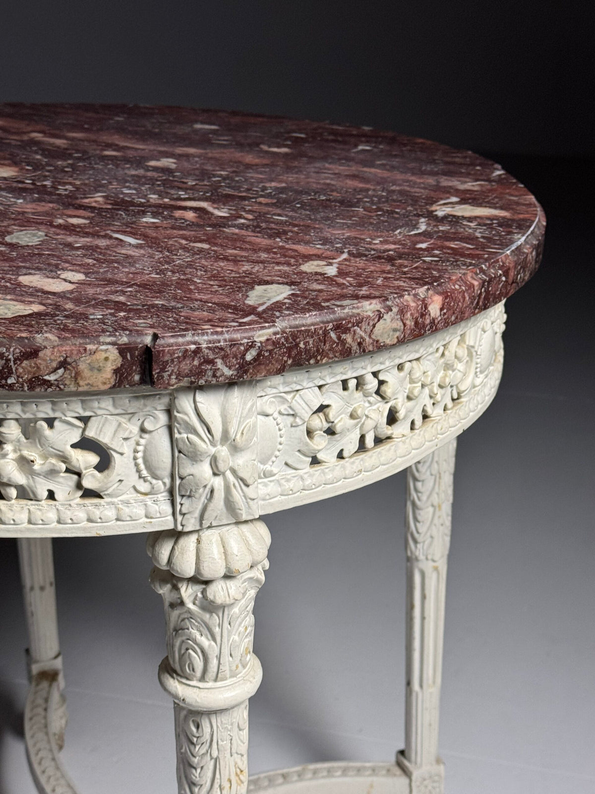 French Gueridon Side Table with Red Marble Top, 19th Century, photo 10