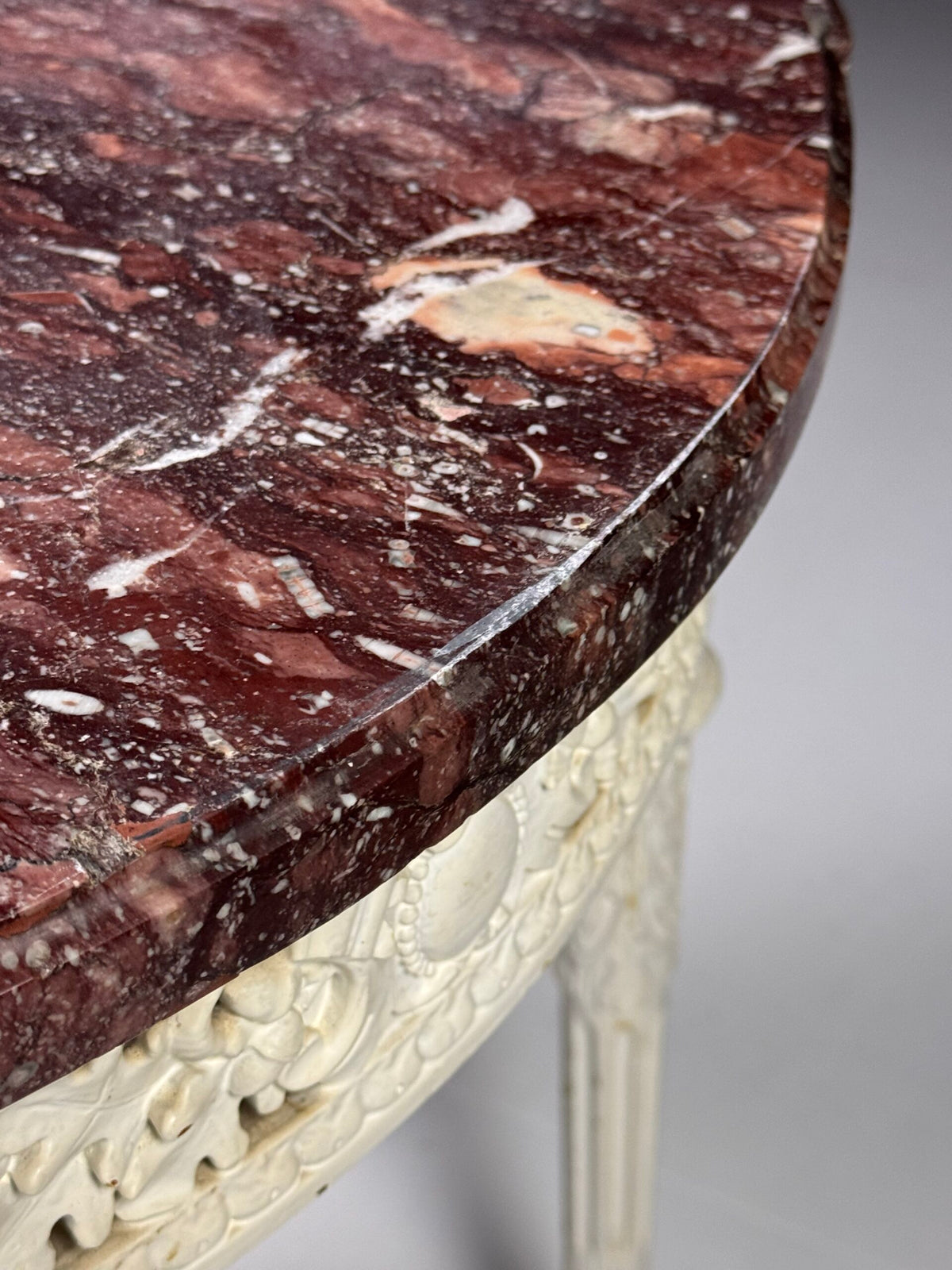 French Gueridon Side Table with Red Marble Top, 19th Century, photo 6