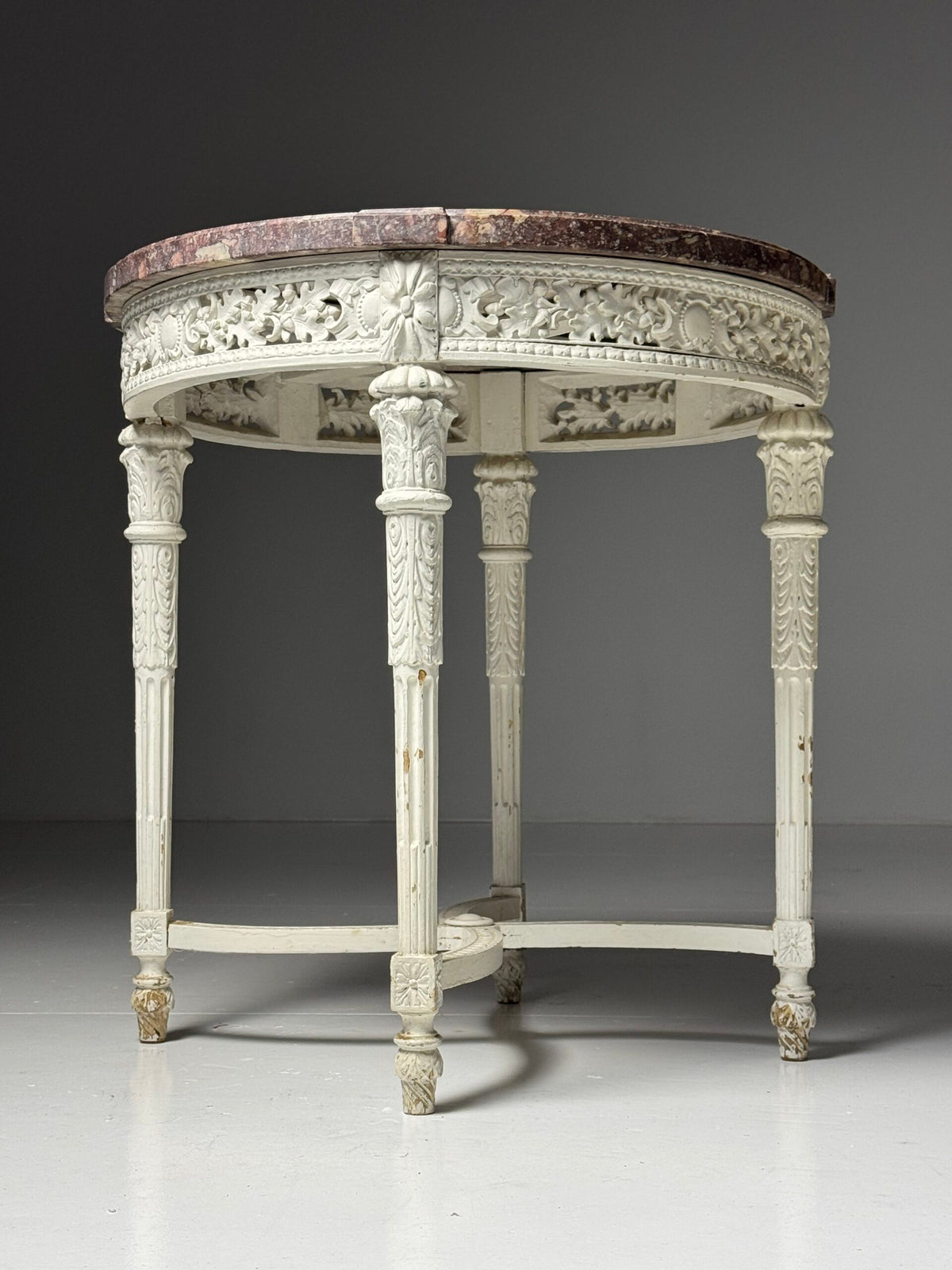 French Gueridon Side Table with Red Marble Top, 19th Century, photo 4