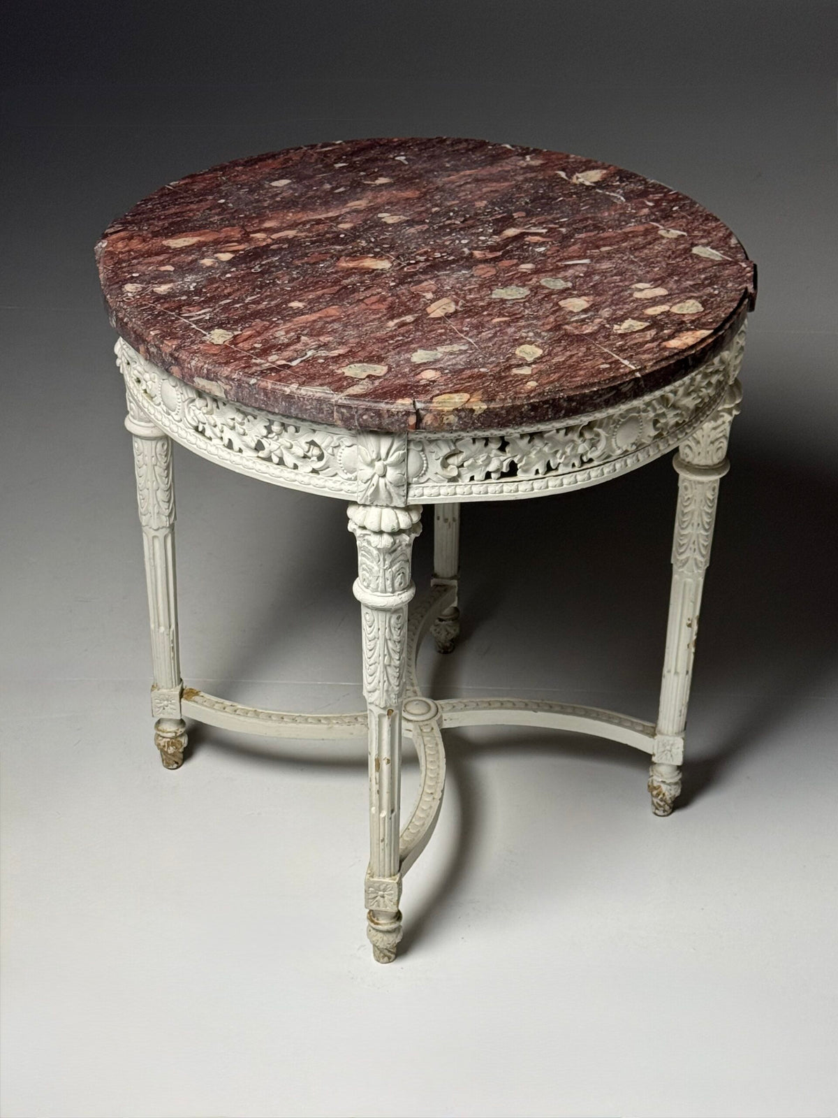 French Gueridon Side Table with Red Marble Top, 19th Century, photo 3