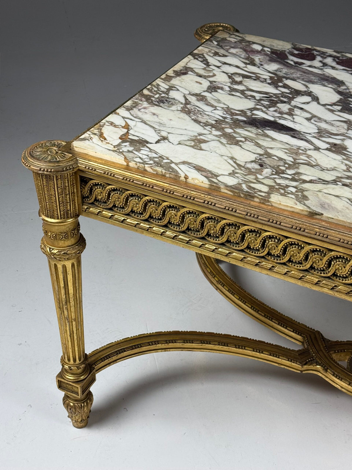 Louis XVI Style Center Table with Breccia Medicea Marble Top, photo 29