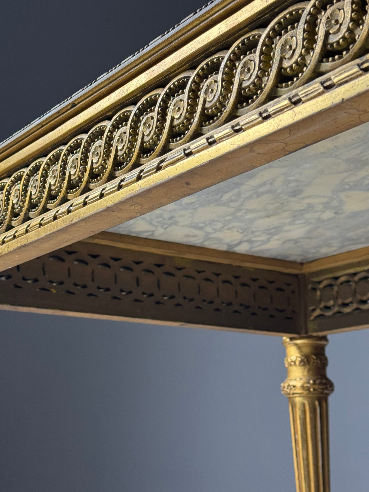 Louis XVI Style Center Table with Breccia Medicea Marble Top, photo 11