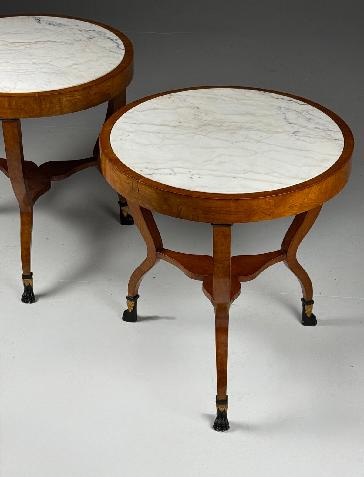 Pair of Empire Style Gueridon Tables with Carrara Marble Tops, photo 6