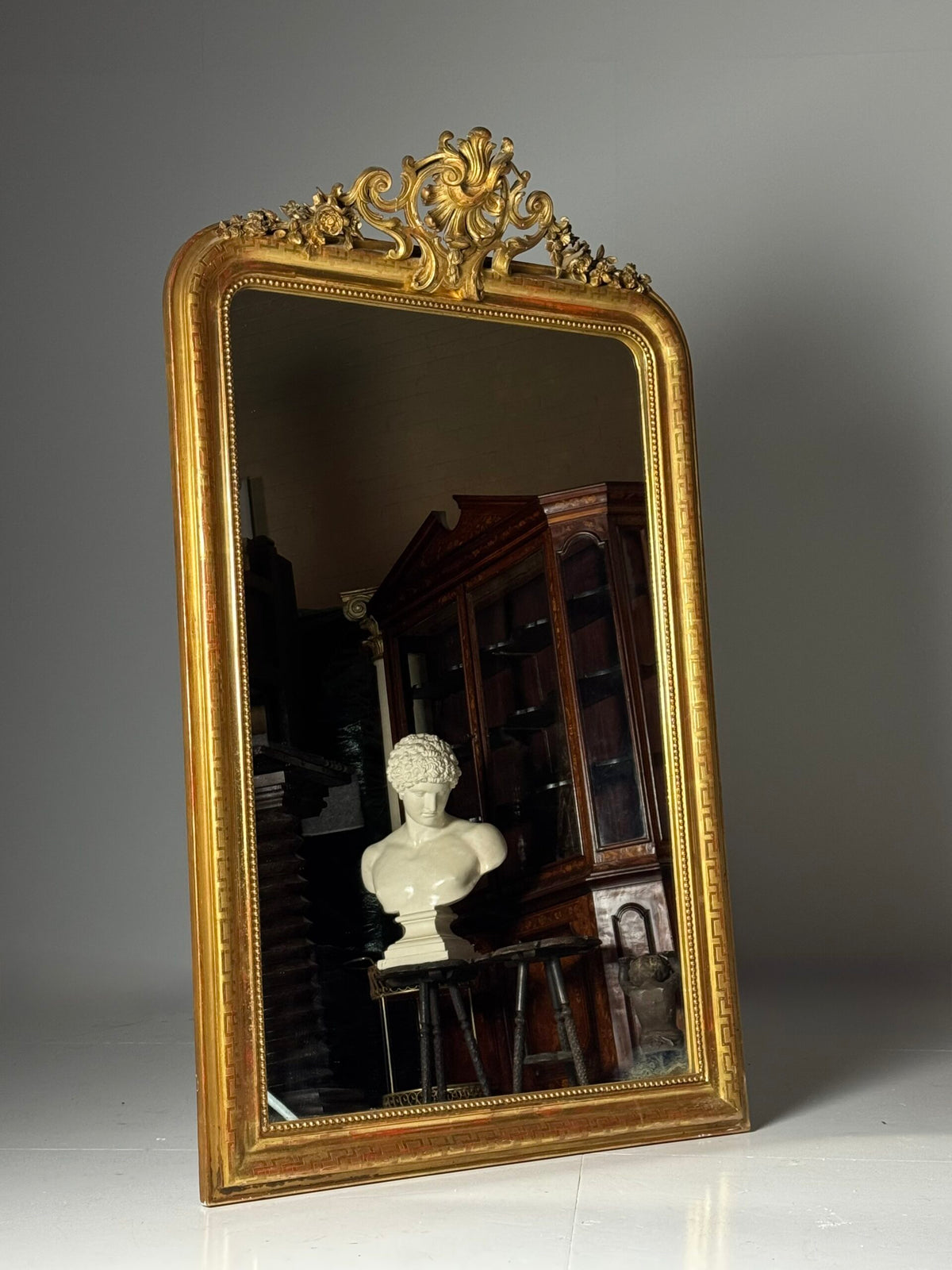 Louis Philippe Giltwood Mirror with Meander Frieze, 19th Century, photo 14