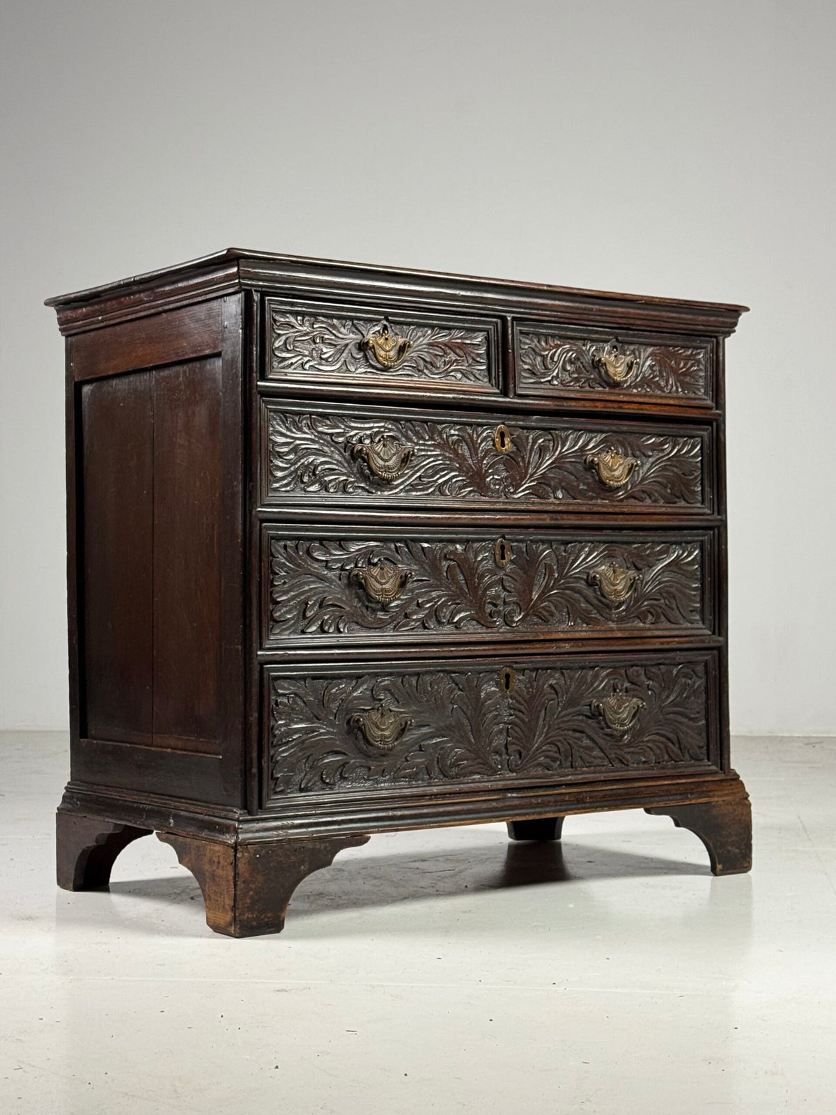 English Oak Chest of Drawers with Carved Front, Early 19th Century, photo 19