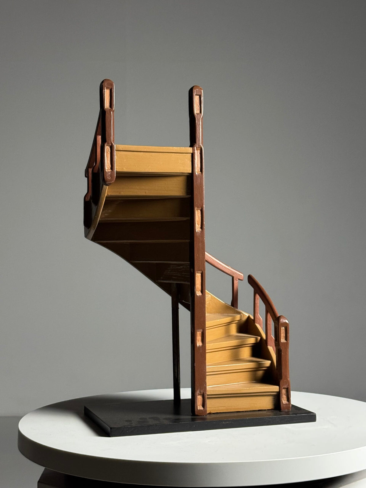 Wooden Staircase Scale Model Painted in Two Browns, photo 3