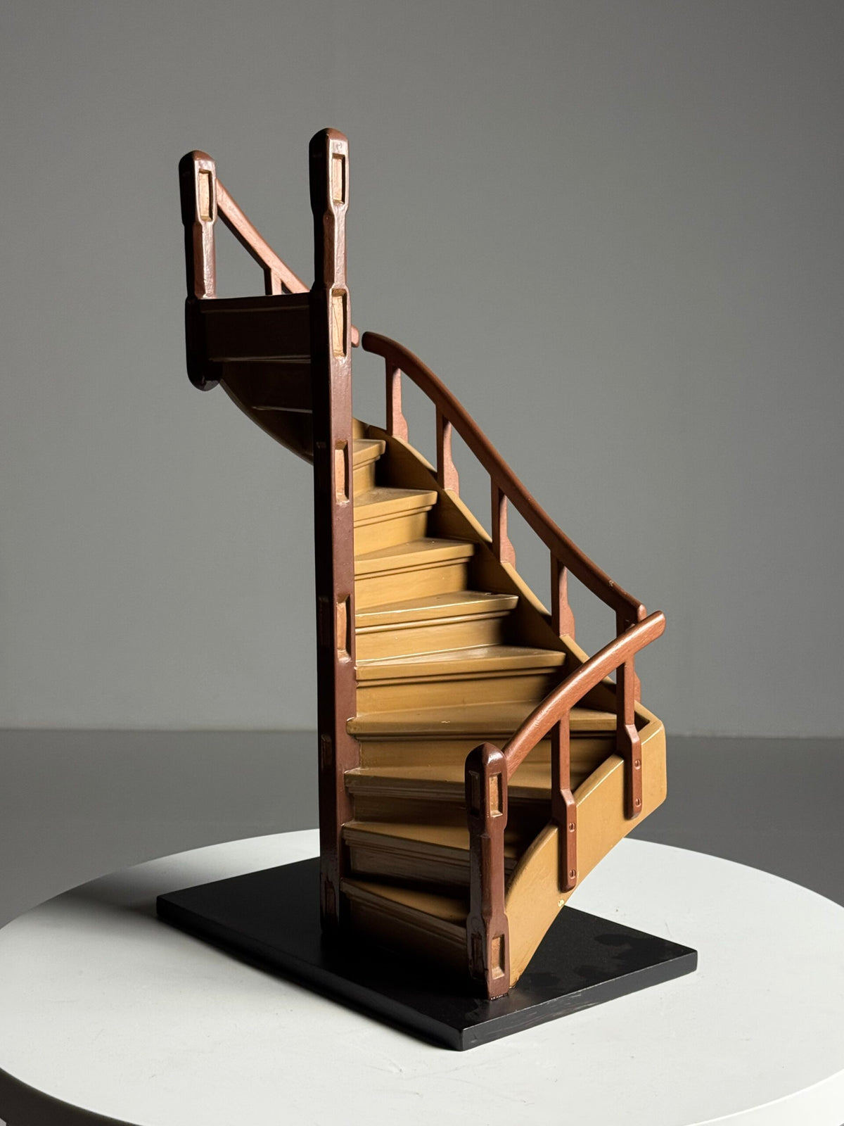 Wooden Staircase Scale Model Painted in Two Browns, photo 1