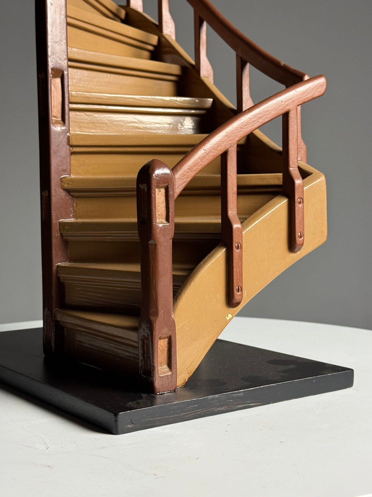 Wooden Staircase Scale Model Painted in Two Browns, photo 9