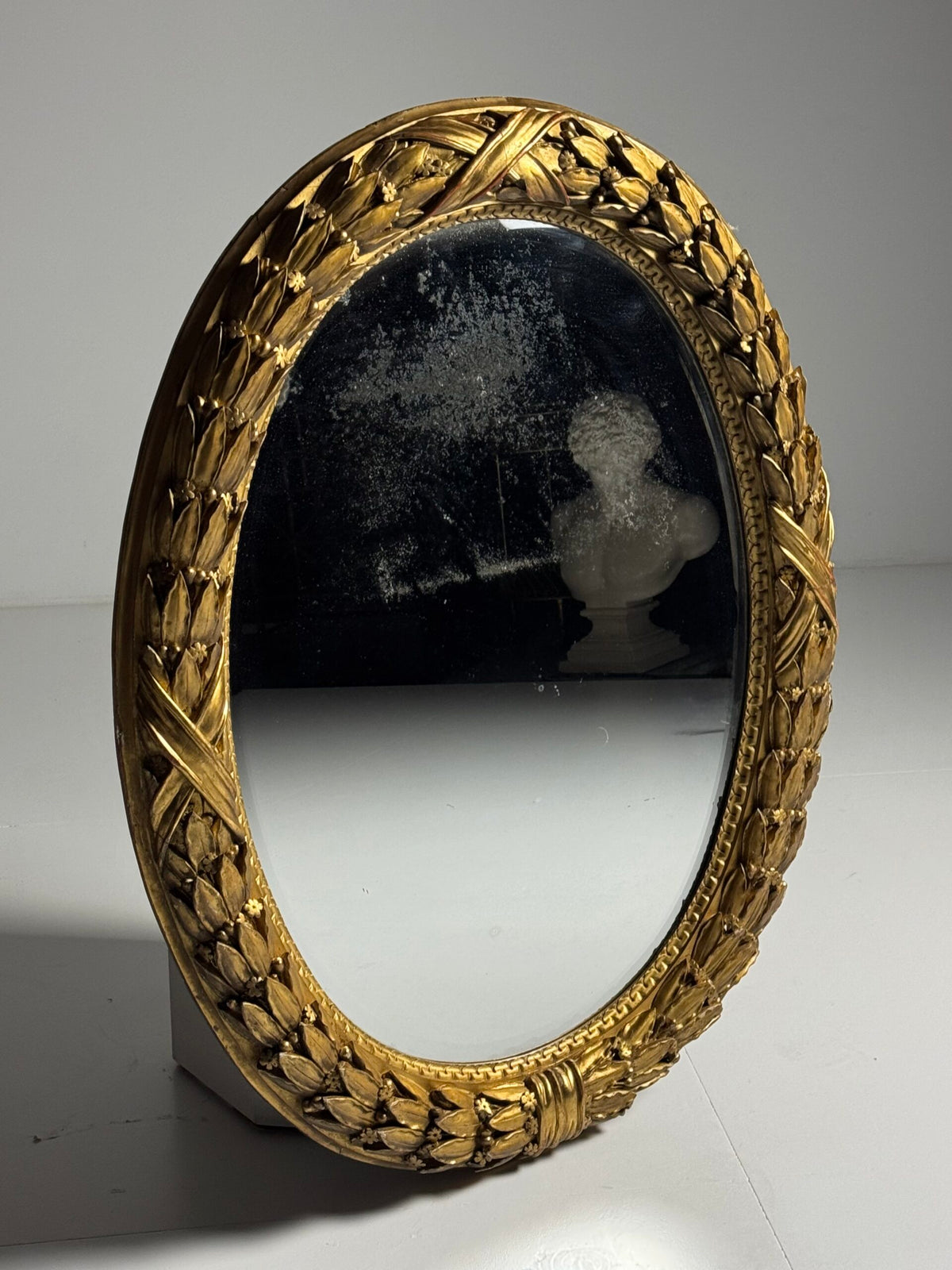 Large Oval Giltwood Empire Style Mirror, Early to Mid 19th Century, photo 13