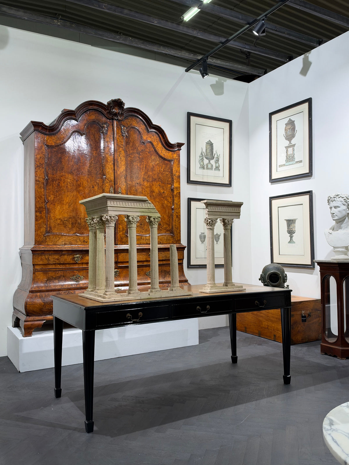 Rietveld Antiques showroom with walnut cabinet